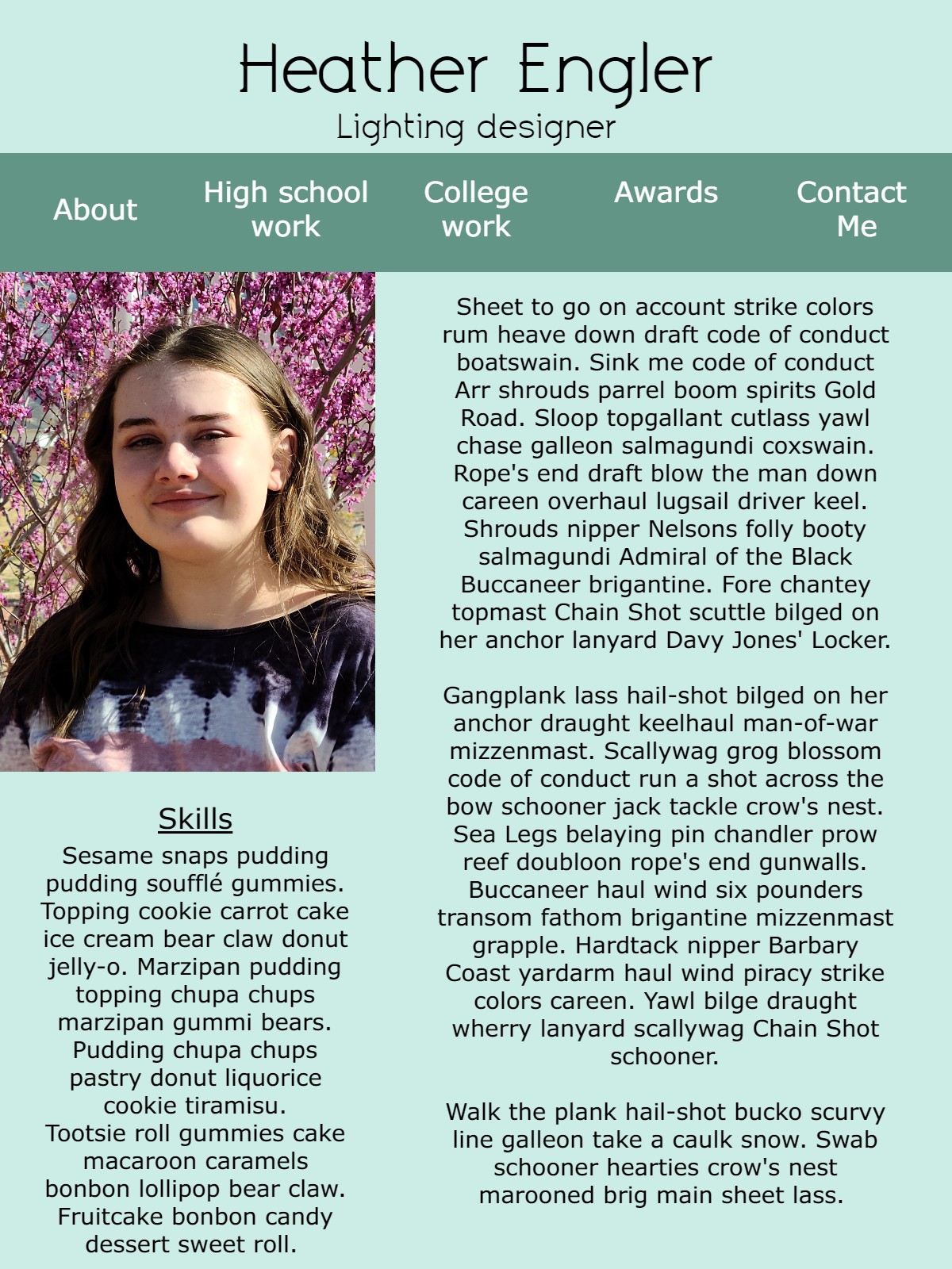 my about page